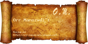 Orr Manszvét névjegykártya